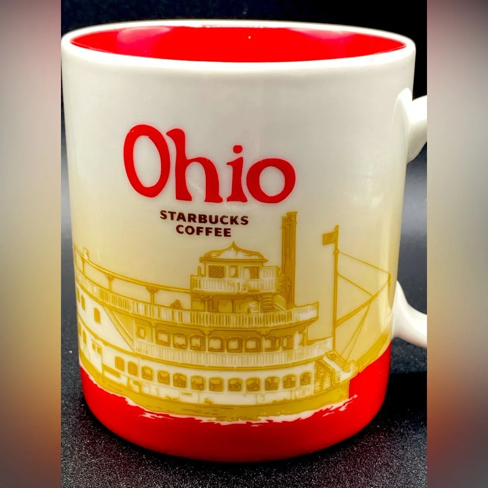Starbucks Coffee OHIO 2009 Collector Series 16 oz Steamboat Mug Red White
